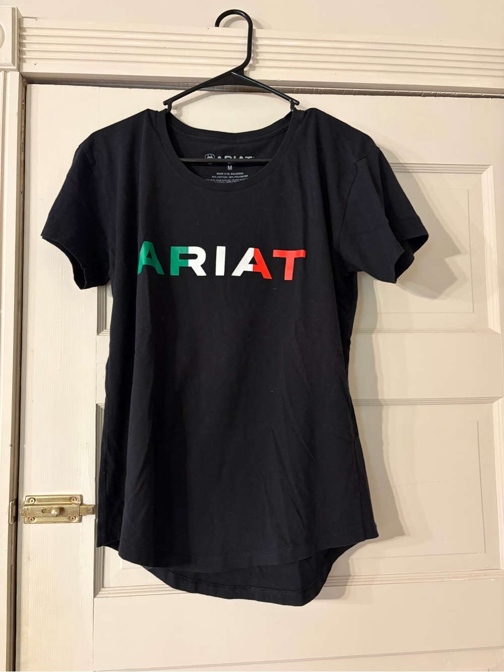 Ariat Black Short-Sleeve Tee with Green White Red Logo